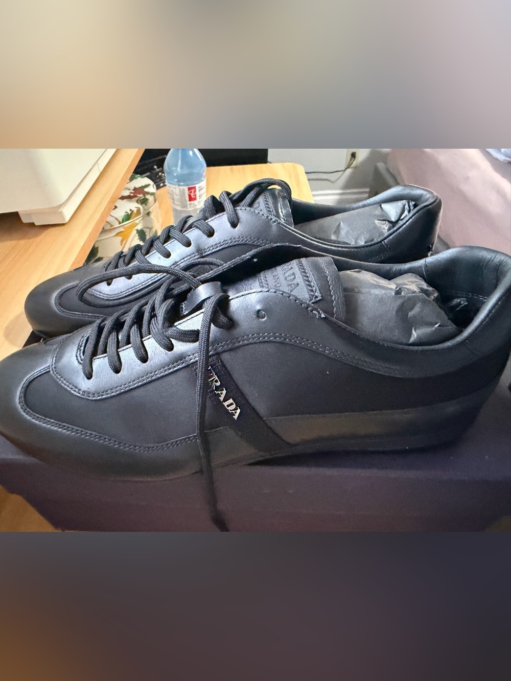 Prada Black Low-Top Leather Sneakers